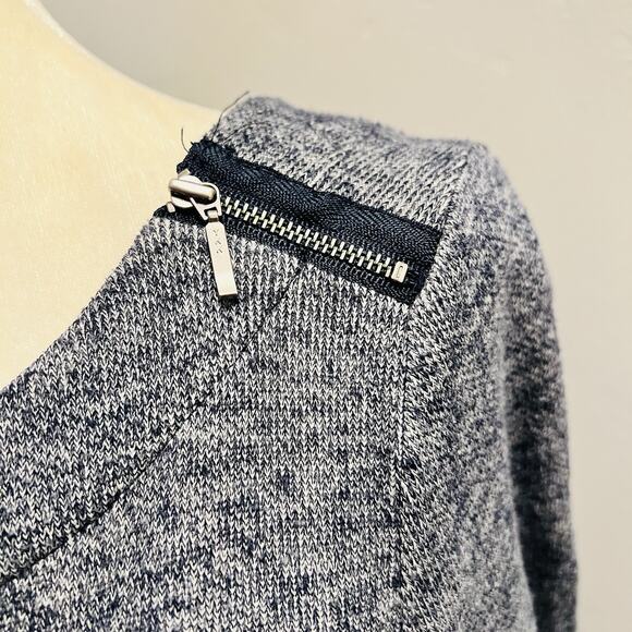 Ann Taylor Loft Top Size XS Blue Speckled Blouse Boat Neck Long Sleeve Shirt - Picture 2 of 6